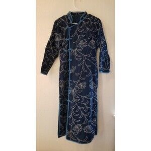 Navy Blue Ao Dai for Men, Embroidered Vietnamese Traditional Long Dress for Men